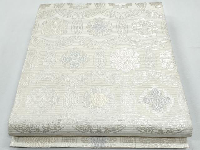 平和屋着物*夏物 六通柄袋帯 七宝花文 金糸 正絹 逸品 CABH8118fb