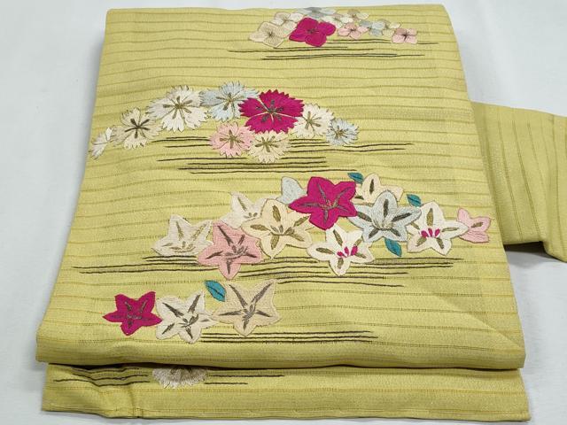 平和屋着物*夏物 アンティーク 大正ロマン 九寸名古屋帯 総手刺繍 草花文 金糸 正絹 逸品 CABH8139fb