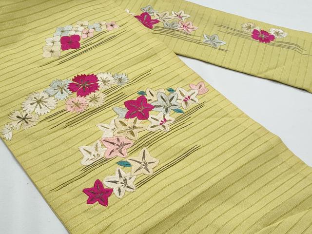 平和屋着物*夏物 アンティーク 大正ロマン 九寸名古屋帯 総手刺繍 草花文 金糸 正絹 逸品 CABH8139fb