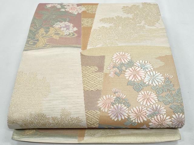 平和屋着物*夏物 六通柄袋帯 唐織 流水枝花文 金糸 正絹 逸品 CABH8154fb