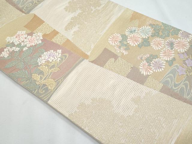 平和屋着物*夏物 六通柄袋帯 唐織 流水枝花文 金糸 正絹 逸品 CABH8154fb