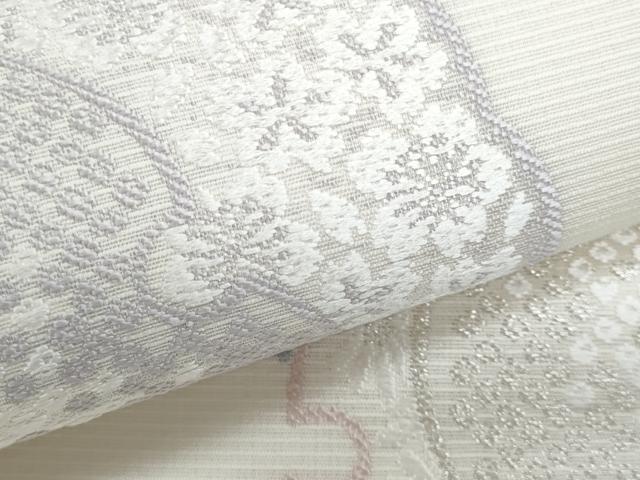 平和屋着物*夏物 西陣 丸勇謹製 六通柄袋帯 唐織 雪輪重ね花文 銀糸 未使用 CABH8159fb