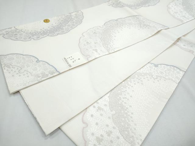 平和屋着物*夏物 西陣 丸勇謹製 六通柄袋帯 唐織 雪輪重ね花文 銀糸 未使用 CABH8159fb