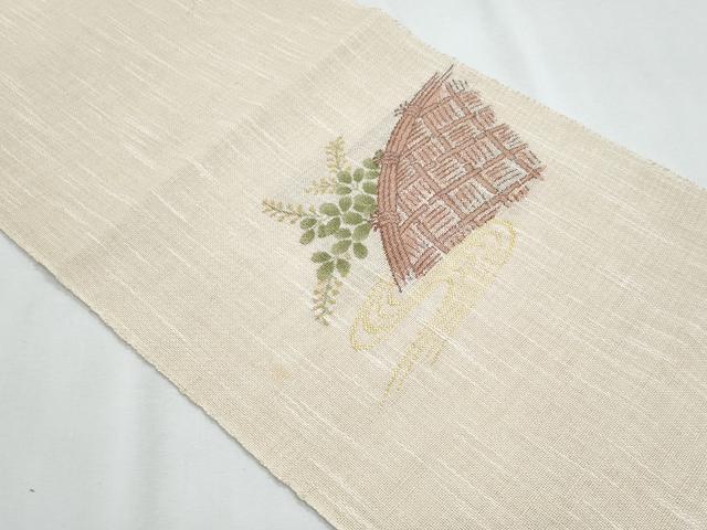 平和屋着物*夏物 八寸名古屋帯 流水籬枝葉文 金糸 CABH8164fb