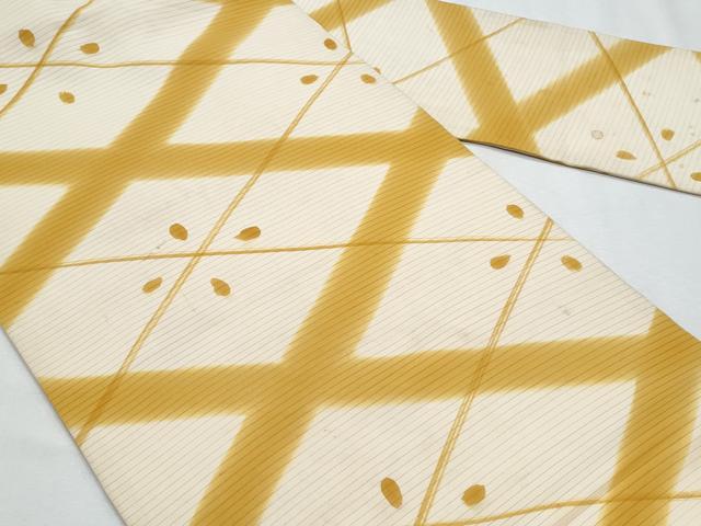 平和屋着物*夏物 塩瀬 全通柄 九寸名古屋帯 菱文 正絹 逸品 CABH8185fb