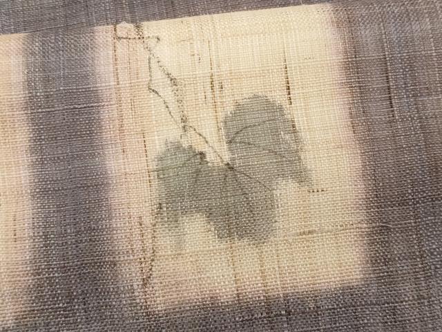 平和屋着物*夏物 染色作家 桐山紫香 手描き 九寸名古屋帯 葡萄蔦の葉文 麻 逸品 CABH8188fb