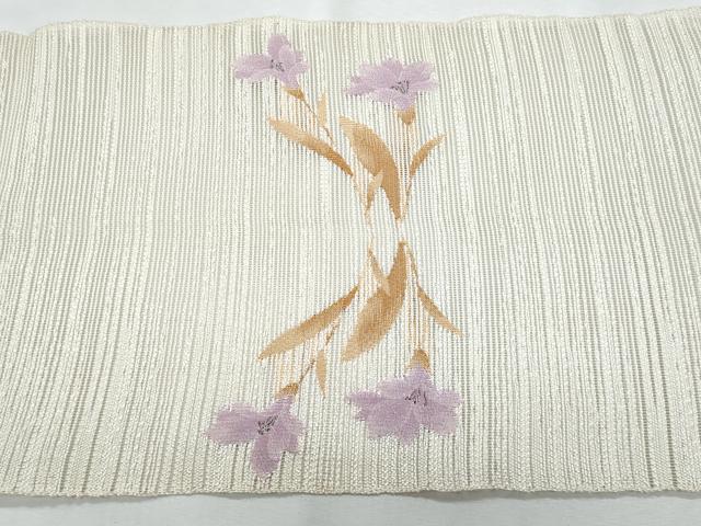 平和屋着物*夏物 八寸名古屋帯 枝花文 正絹 逸品 CABH8192fb