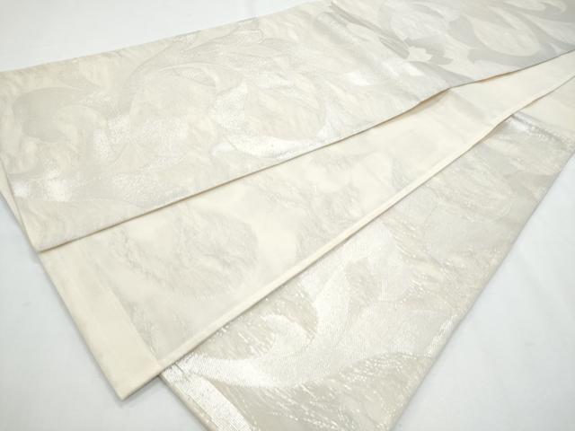 平和屋着物*夏物 六通柄袋帯 花唐草文 銀糸 正絹 逸品 CABH8218fb