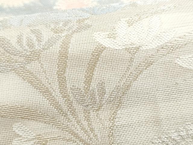 平和屋着物*夏物 六通柄袋帯 草花文 金銀糸 正絹 逸品 CABH8223fb