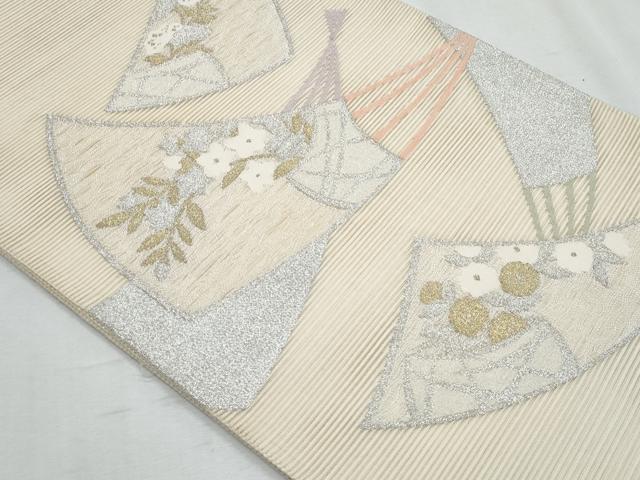 平和屋着物*夏物 太鼓柄袋帯 絽綴れ 扇面花文 金銀糸 正絹 逸品 CABH8224fb