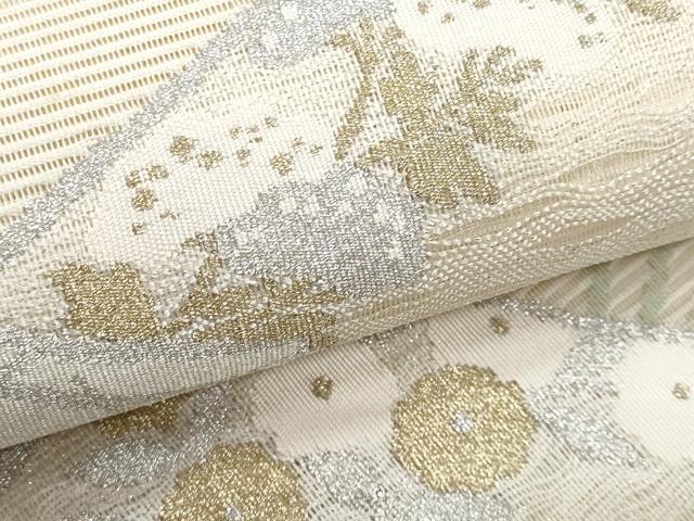 平和屋着物*夏物 太鼓柄袋帯 絽綴れ 扇面花文 金銀糸 正絹 逸品 CABH8224fb