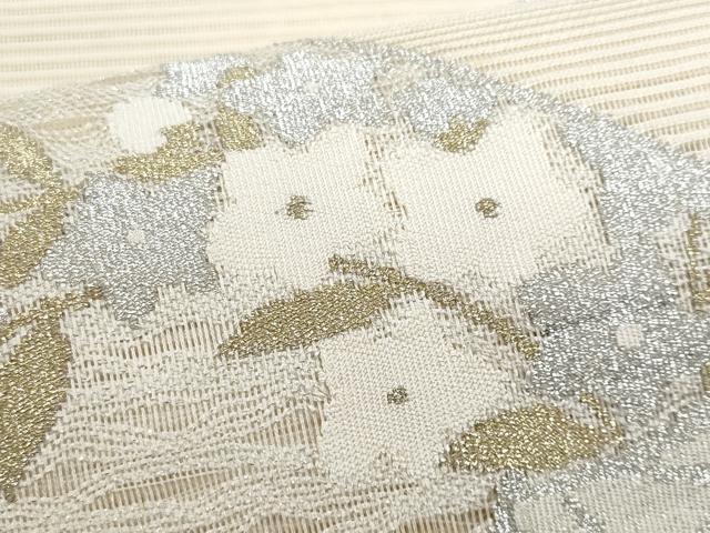 平和屋着物*夏物 太鼓柄袋帯 絽綴れ 扇面花文 金銀糸 正絹 逸品 CABH8224fb