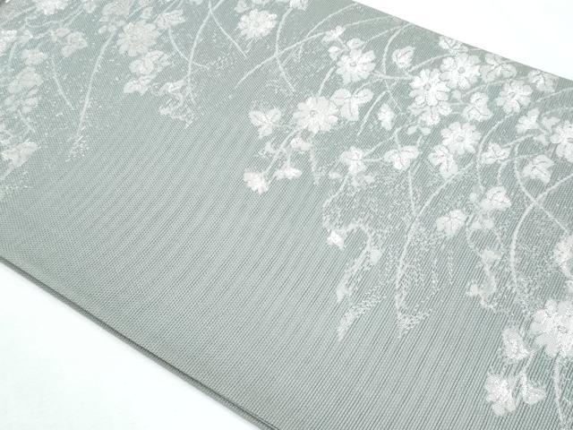 平和屋着物*夏物 六通柄袋帯 枝花文 銀糸 正絹 逸品 CABH8225fb