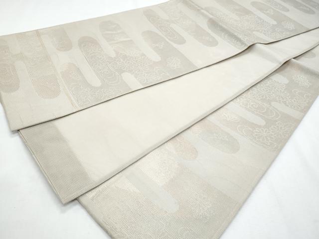 平和屋着物*夏物 六通柄袋帯 エ霞花文 金糸 正絹 逸品 CABH8228fb