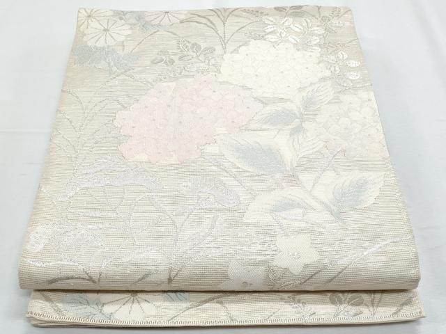平和屋着物*夏物 六通柄袋帯 紫陽花 金銀糸 正絹 逸品 CABH8229fb