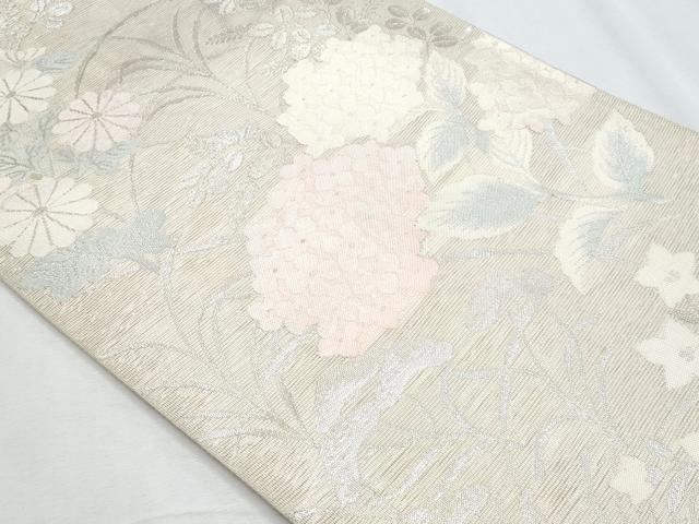 平和屋着物*夏物 六通柄袋帯 紫陽花 金銀糸 正絹 逸品 CABH8229fb