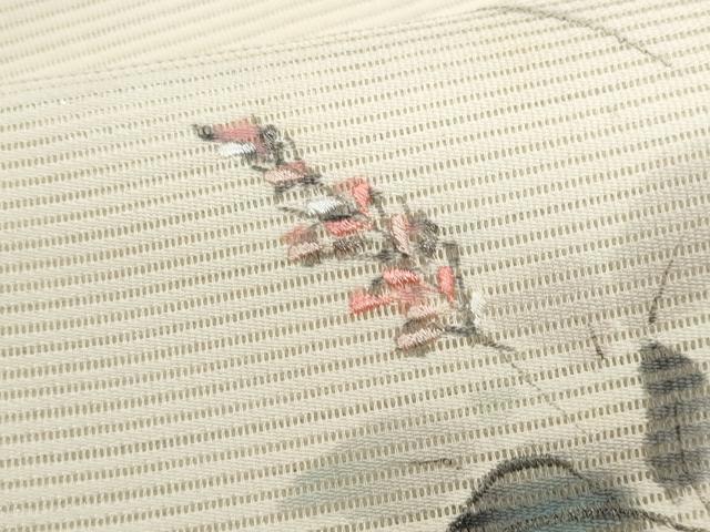 平和屋着物*夏物 九寸開き名古屋帯 手描き 刺繍 枝花文 正絹 逸品 CABH8235fb