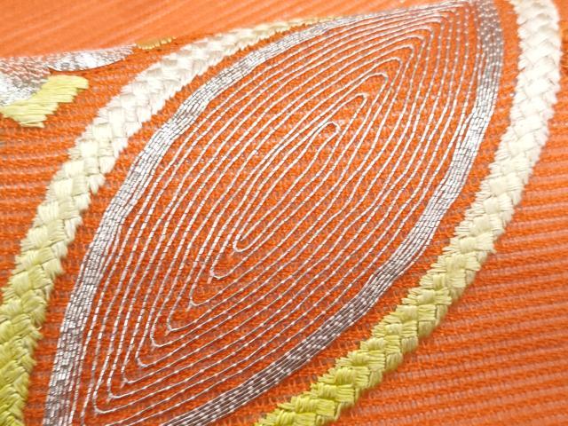 平和屋着物*夏物 九寸名古屋帯 駒刺繍 七宝花文 銀糸 正絹 逸品 CABH8249fb