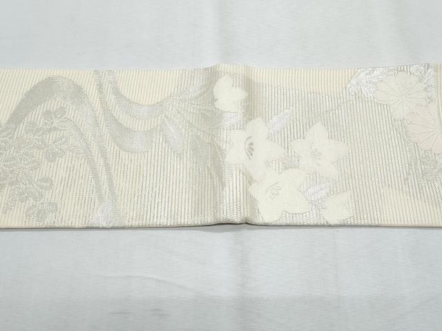 平和屋着物*夏物 八寸名古屋帯 色紙秋草文 銀糸 正絹 逸品 CABH8258fb