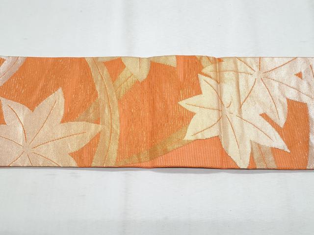 平和屋着物*夏物 九寸名古屋帯 芝草楓文 金銀糸 正絹 逸品 CABH8259fb