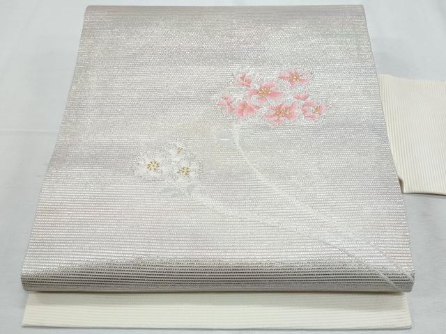 平和屋着物*夏物 九寸名古屋帯 枝花文 金銀糸 正絹 逸品 CABH8263fb