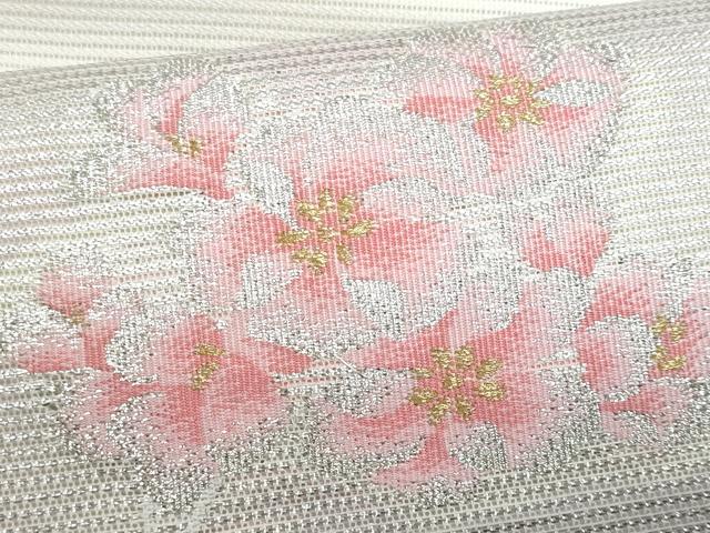 平和屋着物*夏物 九寸名古屋帯 枝花文 金銀糸 正絹 逸品 CABH8263fb