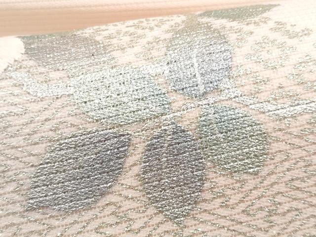 平和屋着物*夏物 九寸名古屋帯 刺繍 草花文 金銀彩 正絹 逸品 CABH8264fb