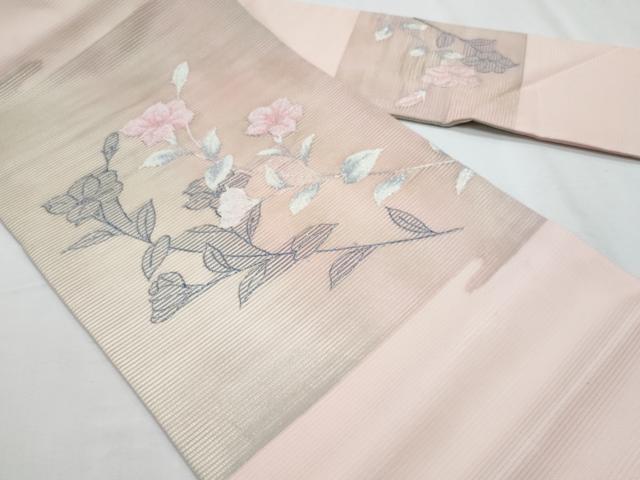 平和屋着物*夏物 九寸名古屋帯 枝花文 銀糸 正絹 逸品 CABH8265fb