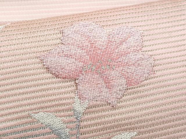 平和屋着物*夏物 九寸名古屋帯 枝花文 銀糸 正絹 逸品 CABH8265fb