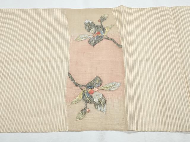 平和屋着物*夏物 八寸名古屋帯 すくい織 枝花文 金銀糸 正絹 逸品 CABH8270fb