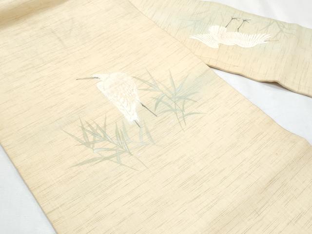 平和屋着物*夏物 九寸名古屋帯 手描き 鷺 麻 逸品 CABH8315fb
