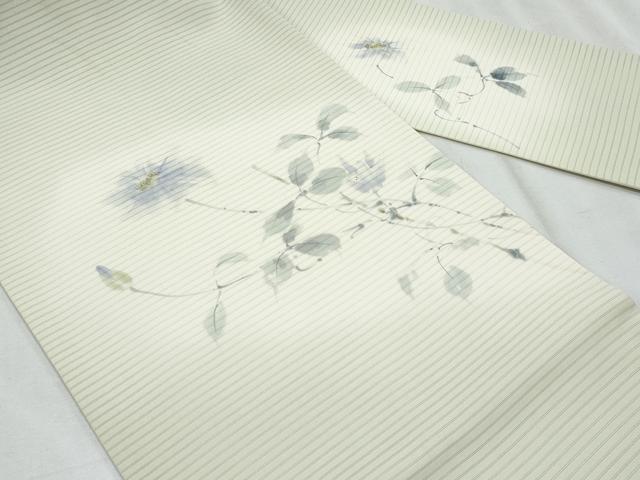 平和屋着物*夏物 絽塩瀬 九寸名古屋帯 手描き 枝花文 金彩 正絹 逸品 CABH8324fb