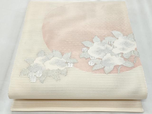 平和屋着物*夏物 八寸名古屋帯 絽綴れ 草花文 銀糸 正絹 逸品 CABH8330fb