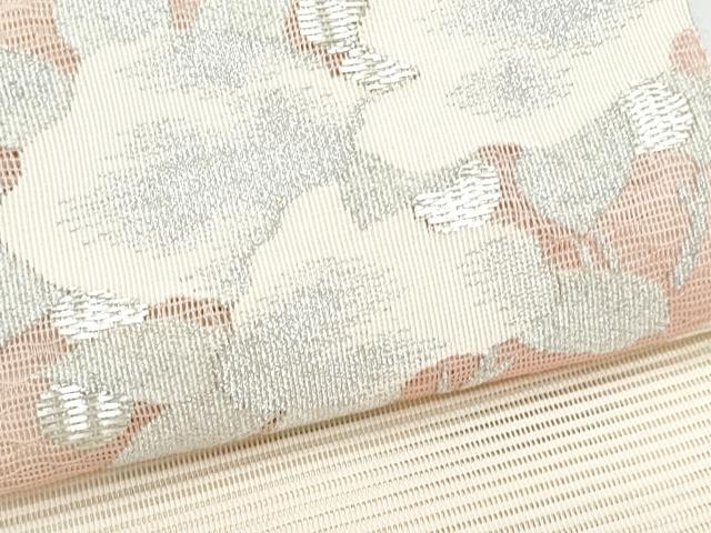 平和屋着物*夏物 八寸名古屋帯 絽綴れ 草花文 銀糸 正絹 逸品 CABH8330fb