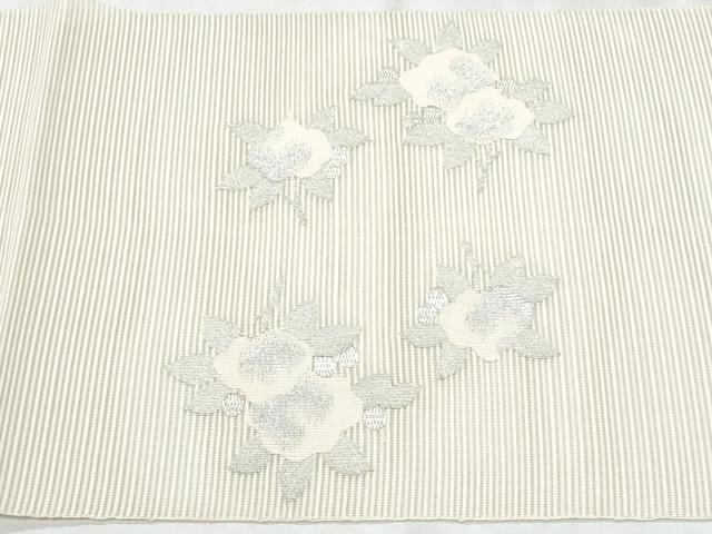 平和屋着物*夏物 八寸名古屋帯 絽綴れ 草花文 銀糸 正絹 逸品 CABH8330fb