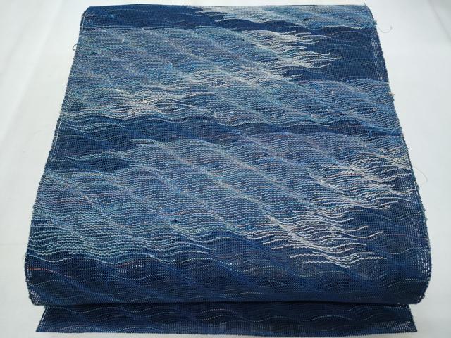 平和屋着物*夏物 八寸名古屋帯 立波文 金糸 正絹 逸品 CABH8335fb