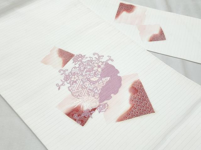平和屋着物*夏物 九寸名古屋帯 中国三大刺繍 スワトウ刺繍 雪輪色紙花鳥文 CABH8338fb