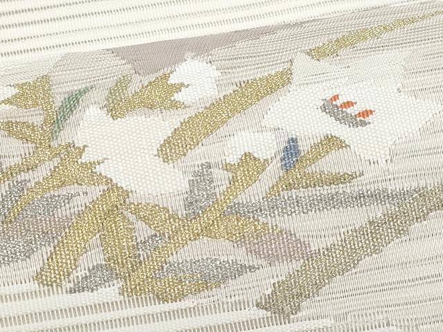 平和屋着物*夏物 八寸名古屋帯 絽綴れ 草花文 金銀糸 正絹 逸品 CABH8341fb