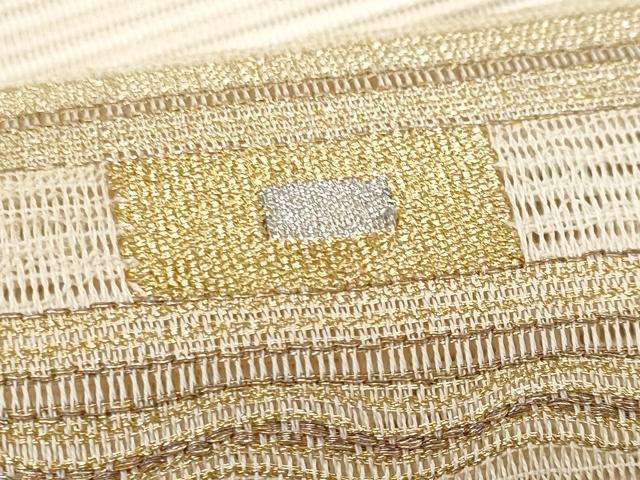 平和屋着物*夏物 八寸名古屋帯 絽綴れ 横段幾何学文様 金糸 正絹 逸品 CABH8343fb