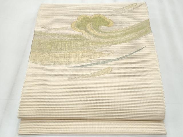 平和屋着物*夏物 八寸名古屋帯 絽綴れ 立波文 金糸 正絹 逸品 CABH8345fb