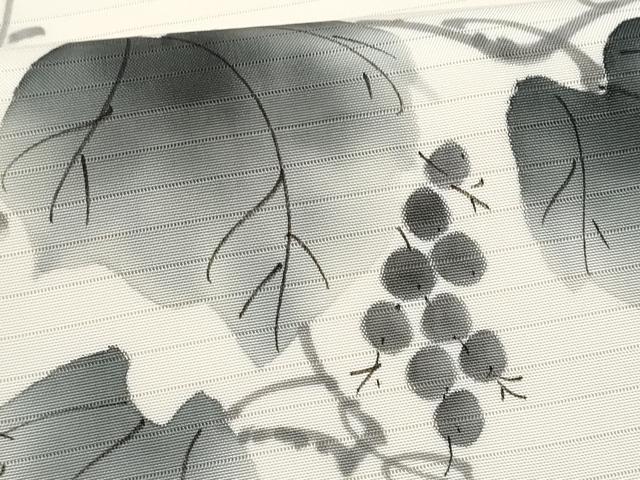 平和屋着物*夏物 絽塩瀬 九寸名古屋帯 作家物 葡萄蔦の葉文 正絹 逸品 CABH8354fb