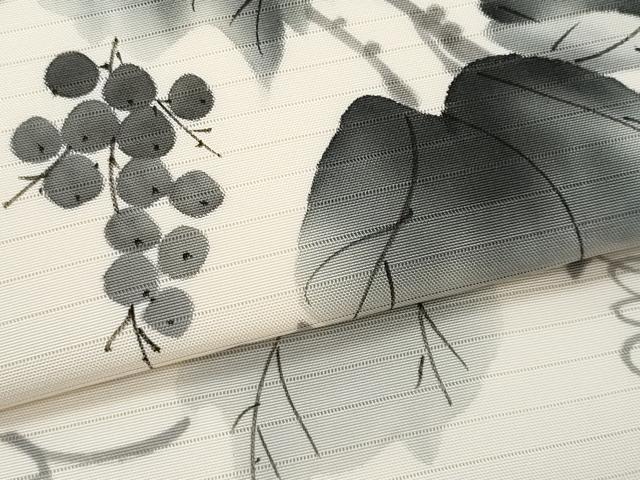 平和屋着物*夏物 絽塩瀬 九寸名古屋帯 作家物 葡萄蔦の葉文 正絹 逸品 CABH8354fb