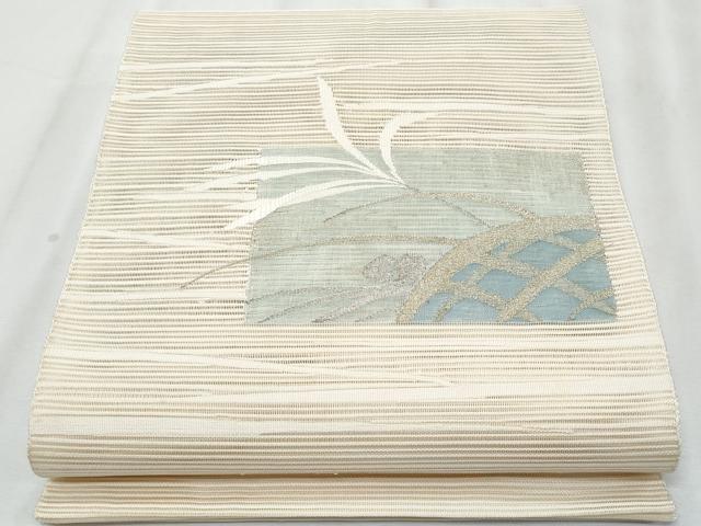 平和屋着物*夏物 八寸名古屋帯 絽綴れ 籬枝葉文 金銀糸 正絹 逸品 CABH8356fb