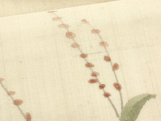 平和屋着物*夏物 九寸名古屋帯 手描き 枝葉文 正絹 逸品 CABH8368fb