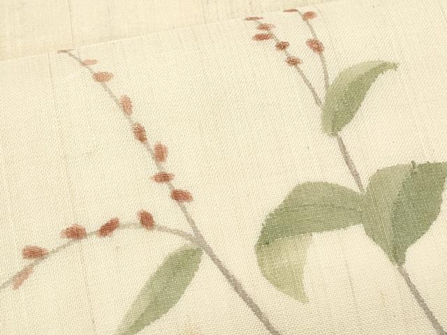 平和屋着物*夏物 九寸名古屋帯 手描き 枝葉文 正絹 逸品 CABH8368fb