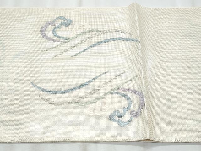 平和屋着物*夏物 太鼓袋帯 立波文 銀糸 正絹 逸品 CABH8395fb