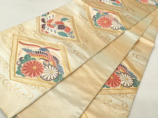平和屋着物◎六通柄袋帯 唐織 鳳凰流水花文 金糸 正絹 逸品 CABH8458qe