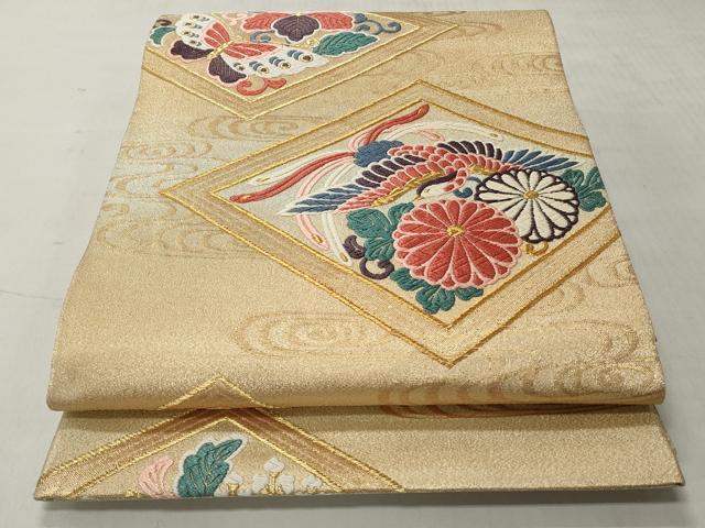 平和屋着物◎六通柄袋帯 唐織 鳳凰流水花文 金糸 正絹 逸品 CABH8458qe