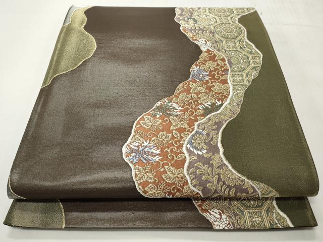 平和屋着物◎六通柄袋帯 唐織 献上更紗文様 金糸 正絹 逸品 CABH8464qe