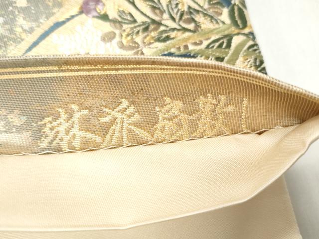 平和屋着物◎六通柄袋帯 唐織 琳派扇散らし 金糸 引箔 正絹 逸品 未使用 CABH8495qe